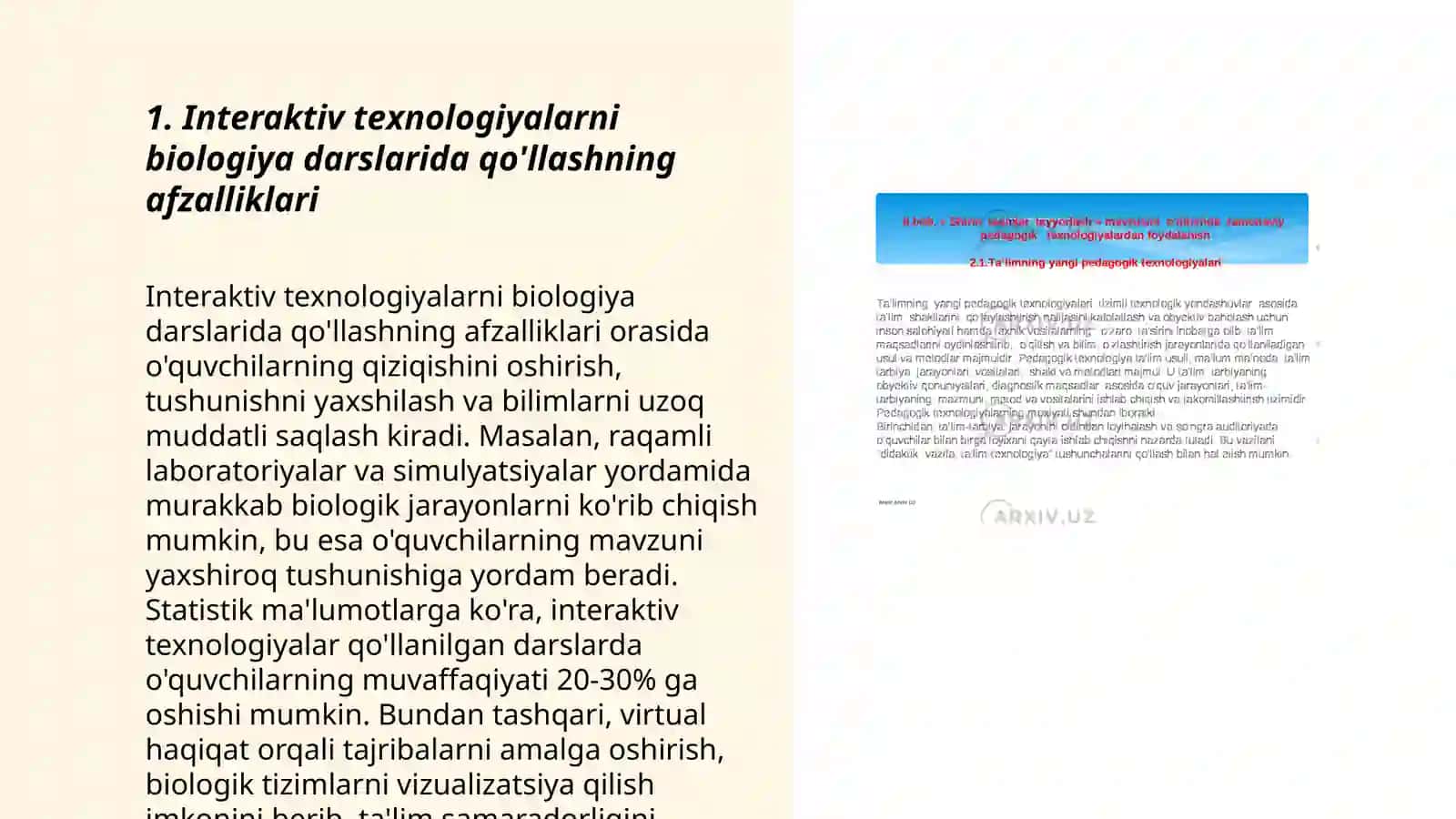 Biologiyadan mashg'ulotlarni interaktiv texnologiyalar asosida loyihalashtirish 3