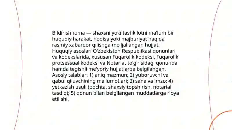 Bildirishnoma: tushunchasi va huquqiy asoslari 3