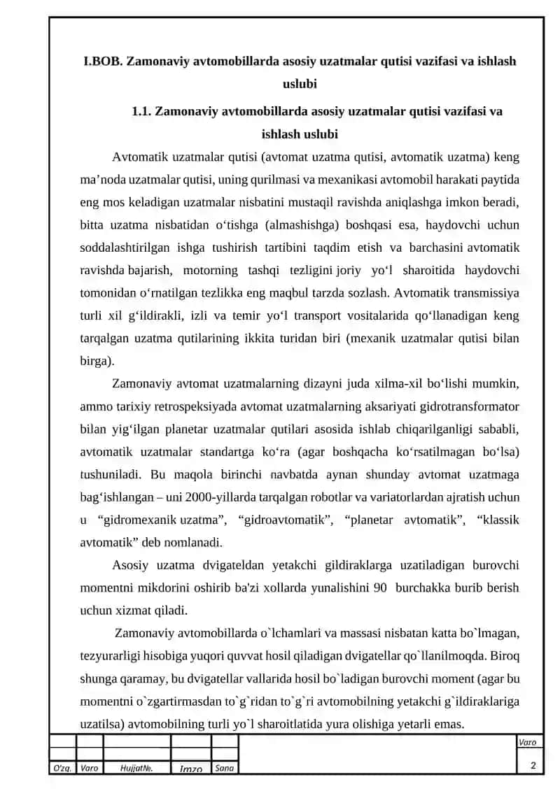 Zamonaviy avtomobillar uzatmalar qutisi 3