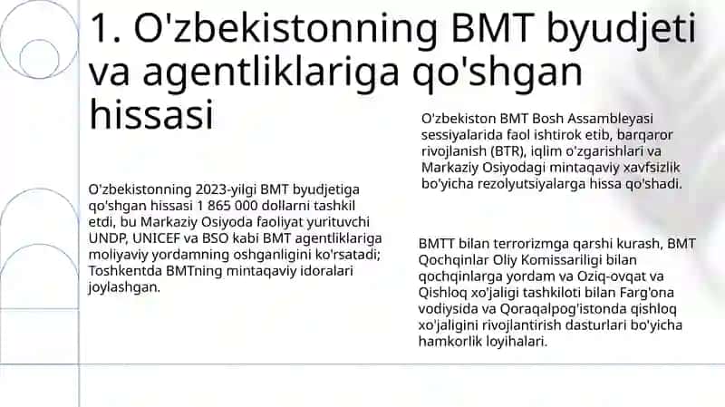 O'zbekiston Respublikasining BMT bilan hamkorligi 3