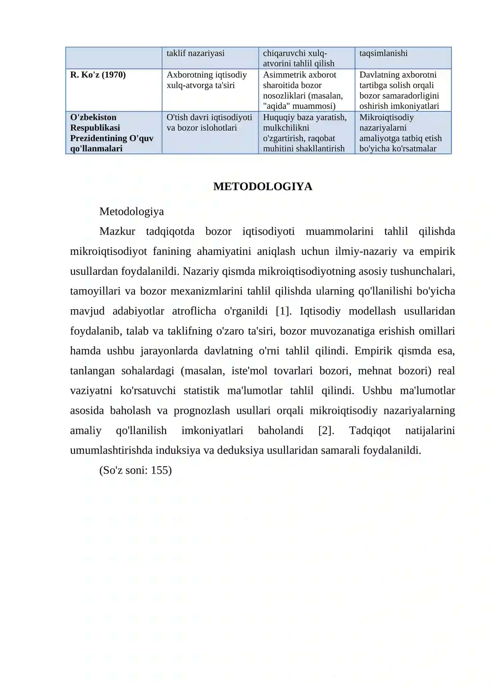 MIKROIGTISODIYOT FANINING BOZOR IQTISODIYOTI MUAMMOLARINI ECHISHDA AHAMIYATI 3