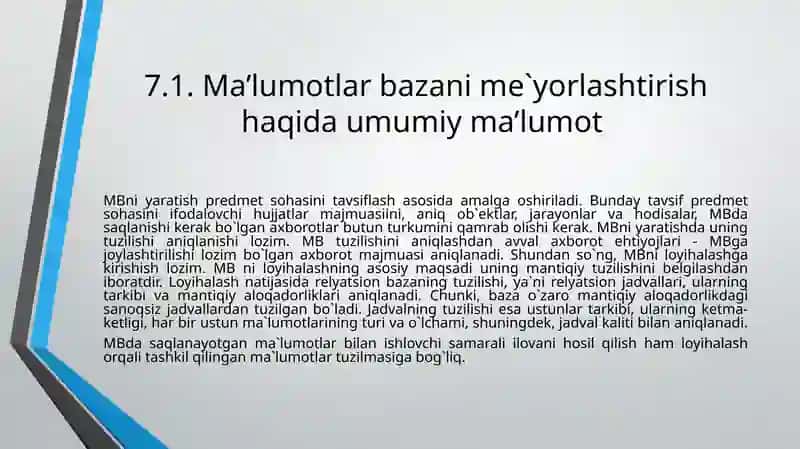 Ma’lumotlarning me’yoriy shakllarini nazariyasi 3
