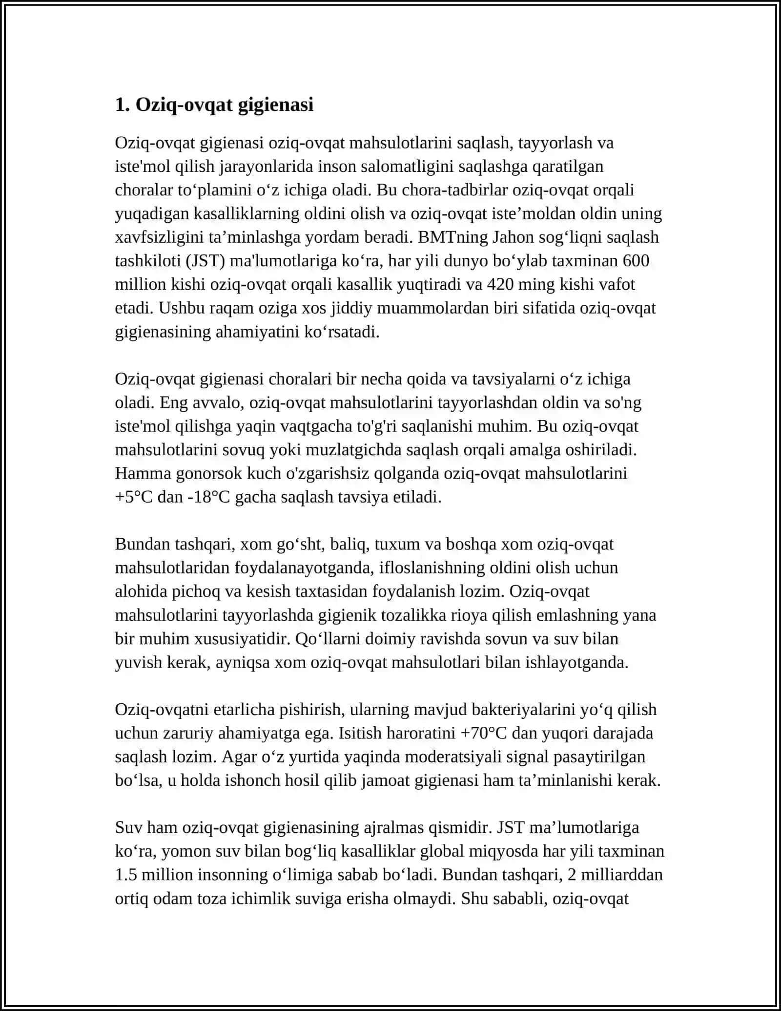 OZIQ OVQAT SANOATI STANDART TALABLARI 3