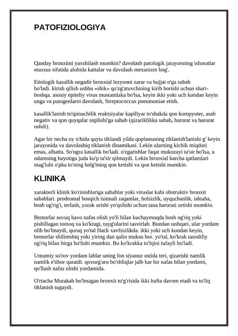 Bronksit Kasalliklari.Kattalar Bronxit, Alomatlar Va Davolash Turlari 3