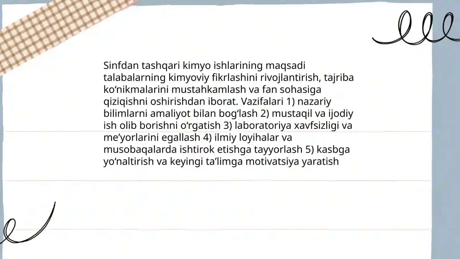 Kimyo boʻyicha sinfdan tashqari ishlar sistemasi va turlari 3