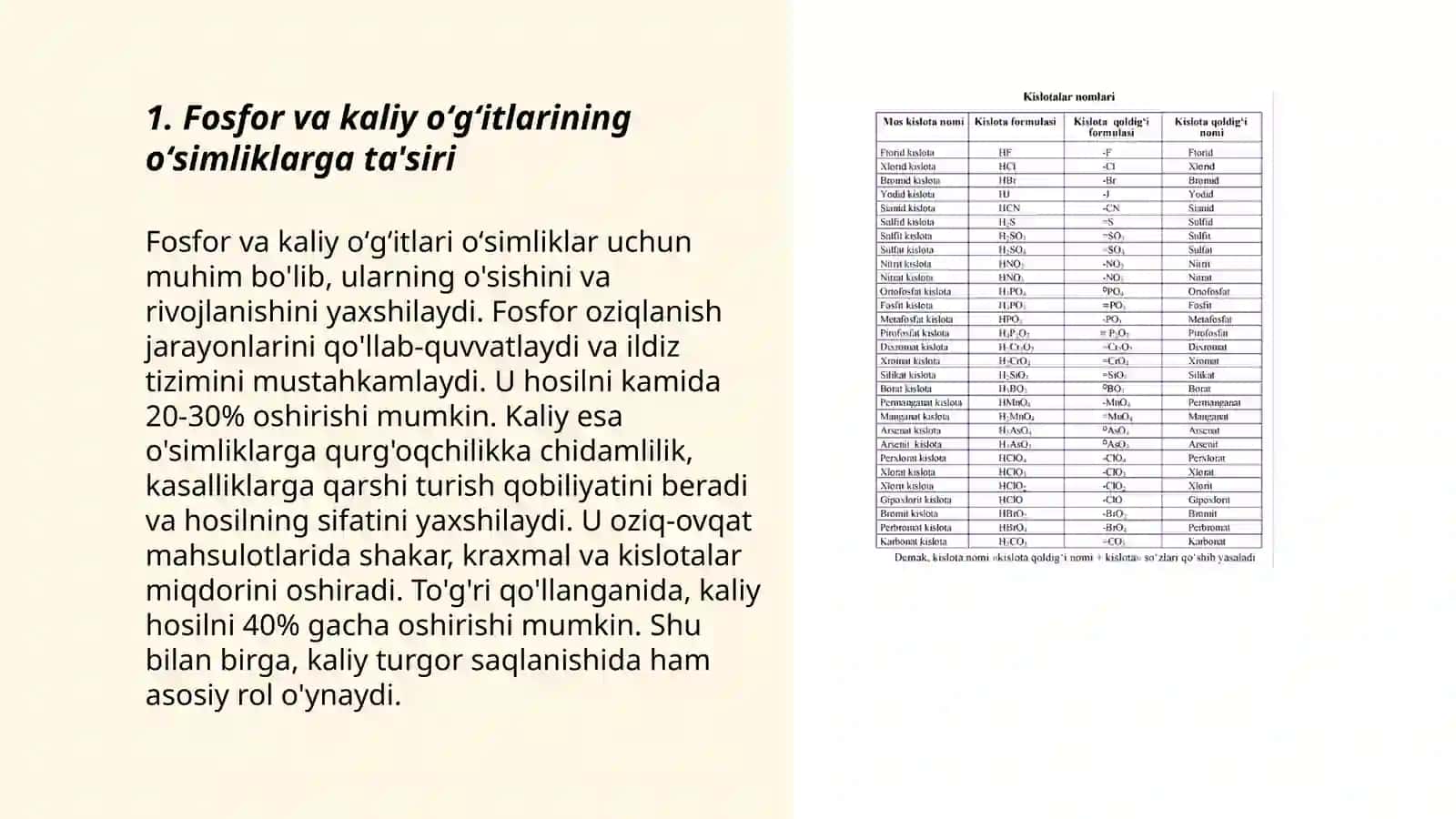 Fosfor va kaliy oʻgʻitlarining oʻsimliklarga ta'siri 3