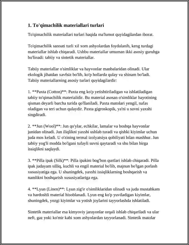 TO'QIMACHILIK MATERIALLARINI SERTIFIKATLASHTIRISHNI O'RGANISH 3