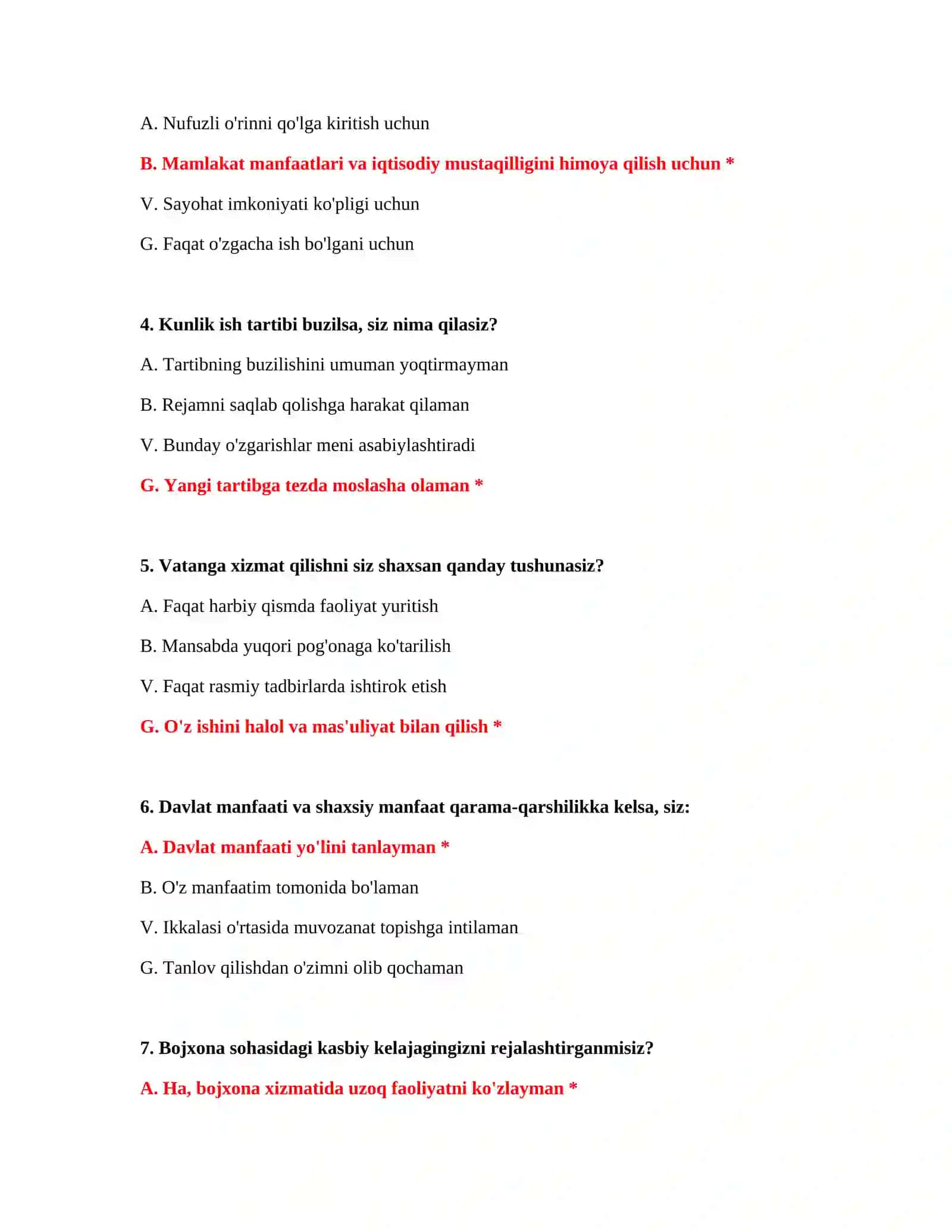 PSIXOLOGIK TESTLAR: TO'LIQ SAVOL-JAVOBLAR TO'PLAMI 3