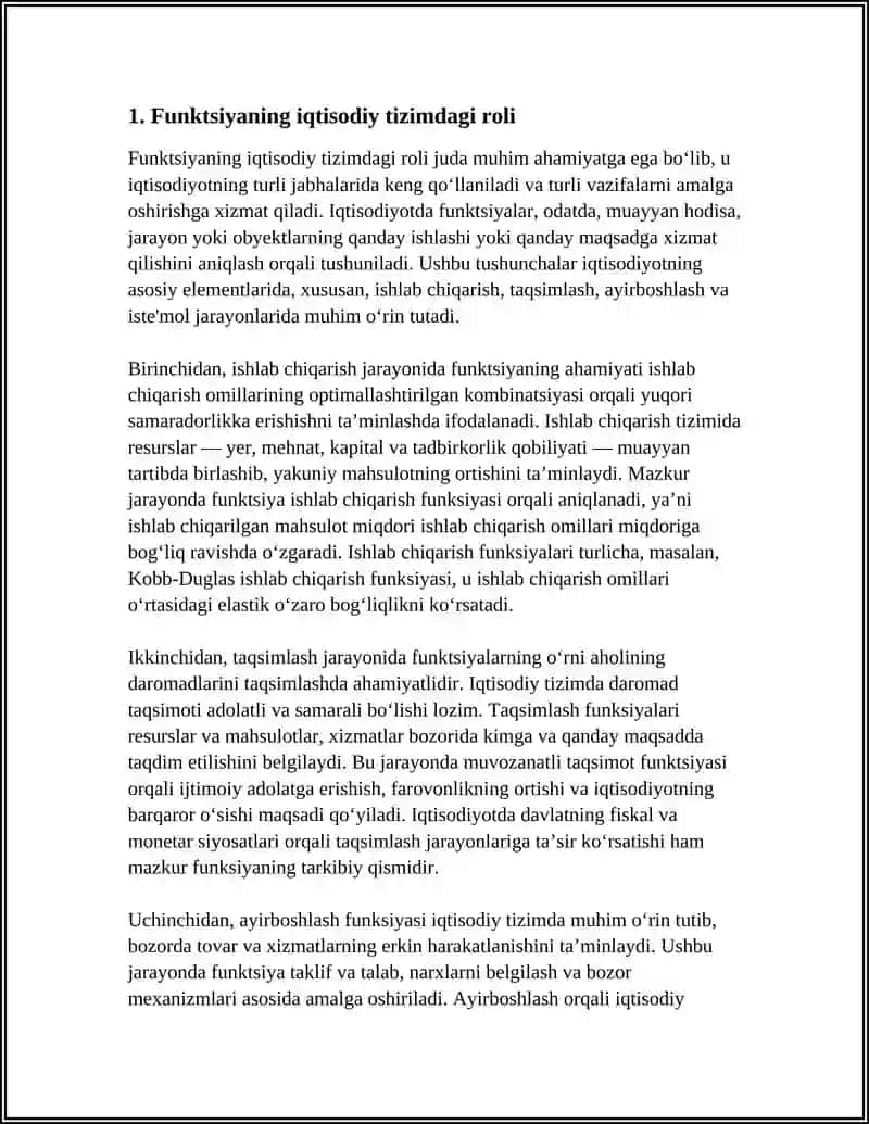 FUNKSIYANI IQTISODDAGI OʻRNI 3