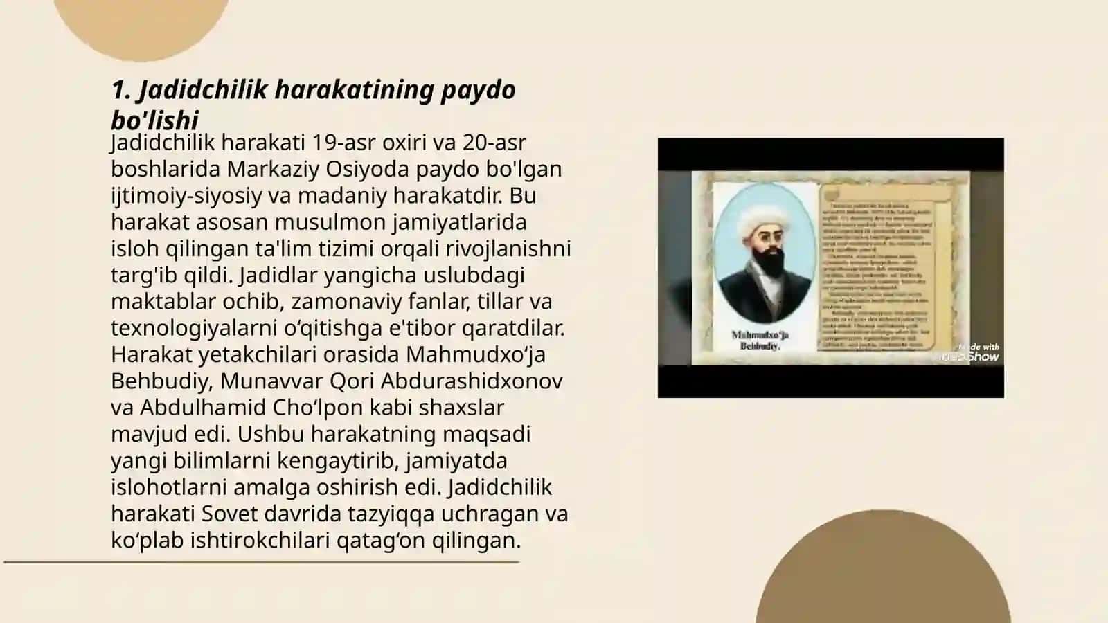 Jadid ma'rifatparvarlarning o'lka ijtimoiy-ma'naviy hayotida tutgan o'rni (Munavvarqori, Fitrat, Behbudiy, Avloniy) 3