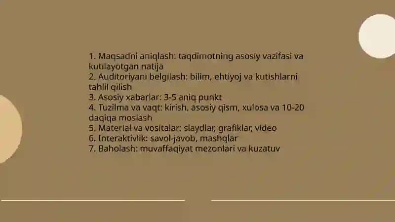 Taqdimot tayor va taqdim etish usul va vositalari 3