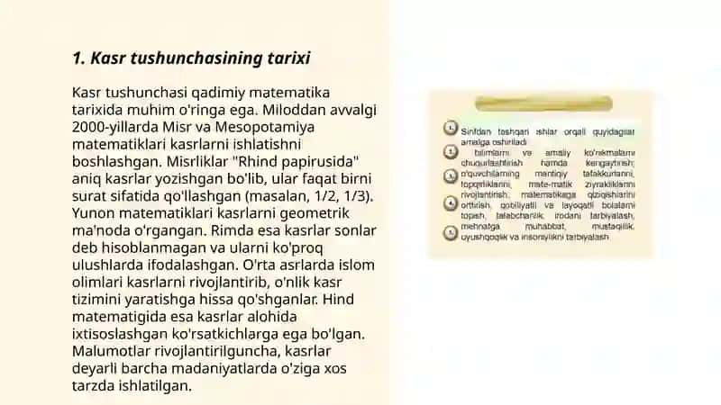 Sinfdan tashqari mashgʻulotlarda kasr tushunchasi bilan tanishtirish metodikasi 3