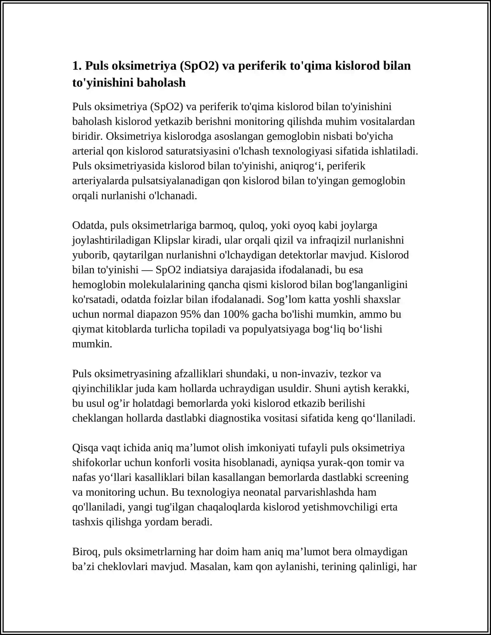 TO'QIMANI KISLOROD BILAN TOYINISHINI ANIQLASH USULLARI 3