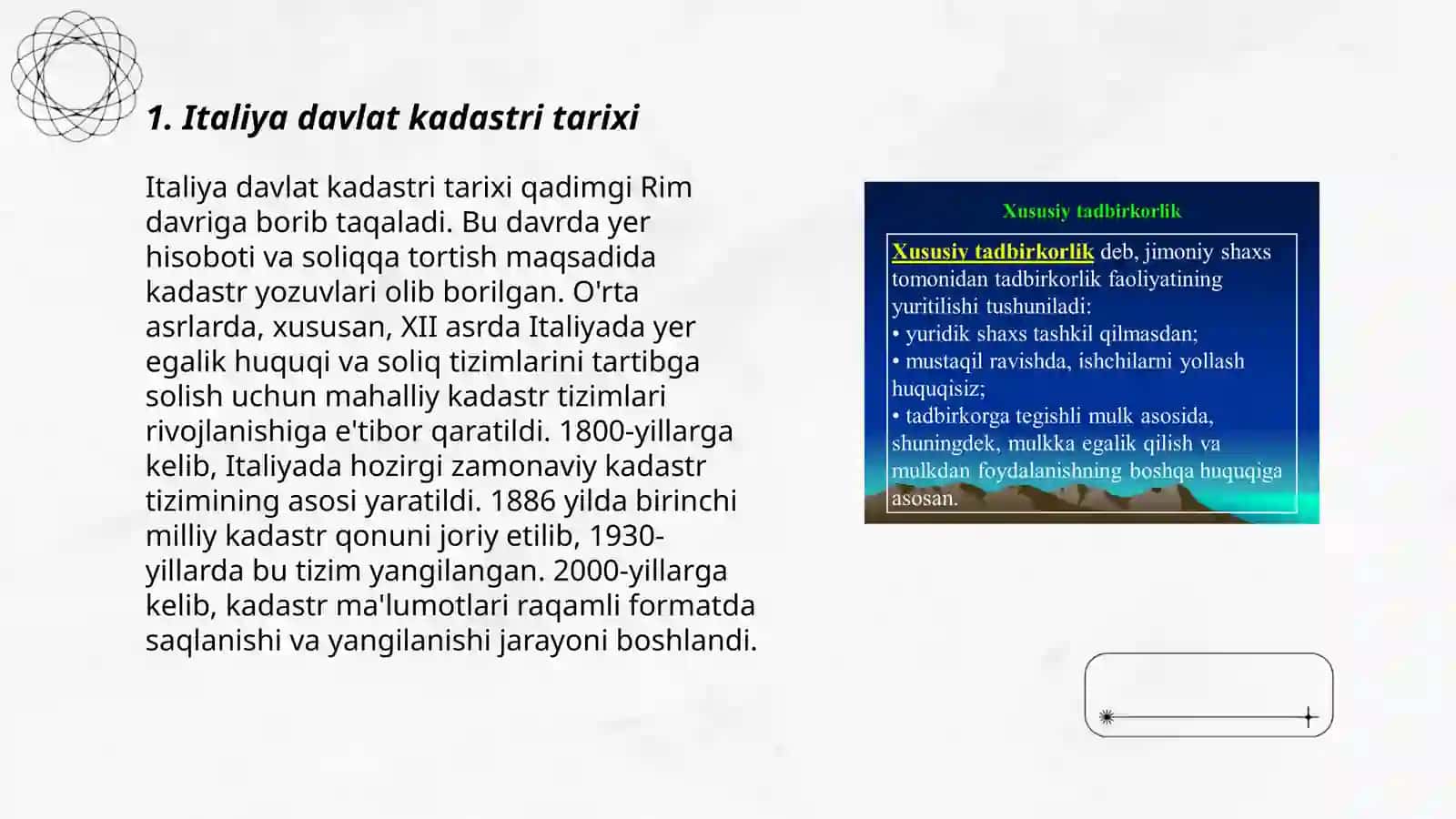 Italiya davlat kadastirini yuritish tajribasini urganish va taxlil qilish 3