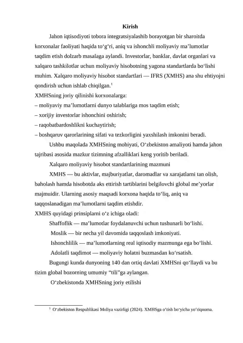 Korxonalar moliyaviy hisobotining xalqaro standartlari 3