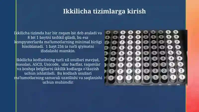 Ma'lumotlarni ikkilik sanoq sistemalarida kodlash va dekodlash 3