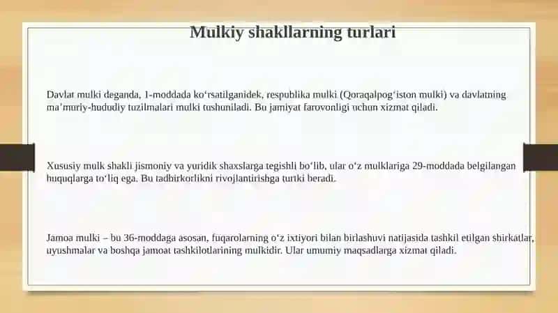 Mulkchilikning turlari 3