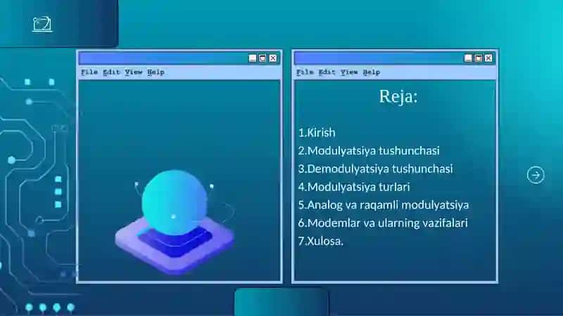 Modulyatsiya va demodulyasiyasi, modemlar 3