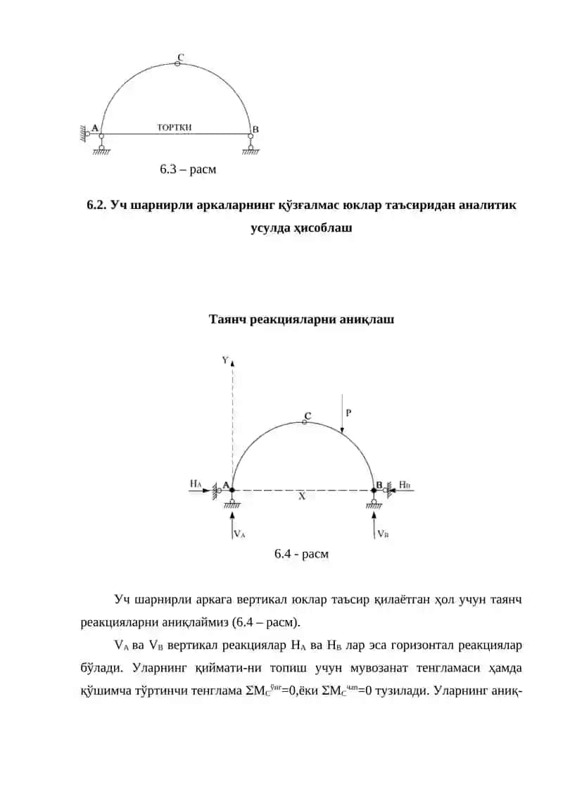 УЧ ШАРНИРЛИ АРКАСИМОН ФЕРМАЛАРНИ ҲАРАКАТЛАНУВЧИ ЮКЛАР ТАЪСИРИГА ҲИСОБЛАШ 3