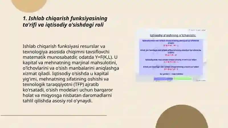 Iqtisodiy o'sish jarayonini ishlab chiqarish funksiyalari 3