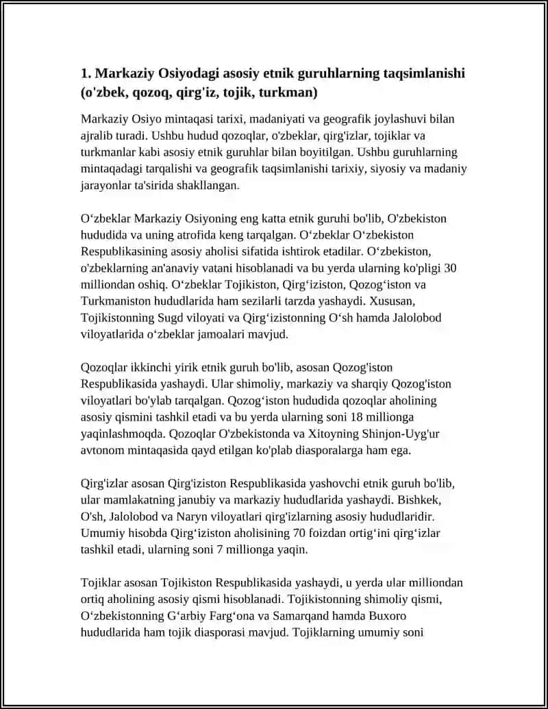 MARKAZIY OSIYODA ETNIK GURUHLAR VA ULARNING GEOGRAFIK JOYLASHUVI 3