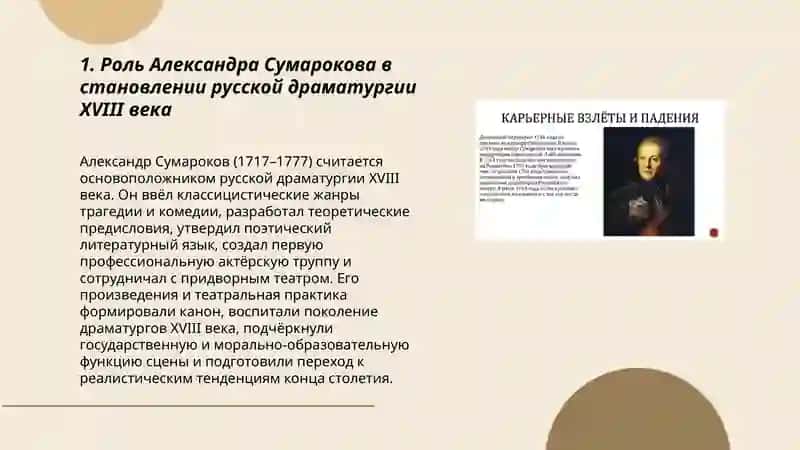 Драматургия Сумарокова и роль театра в формировании литературного канона 18 века 3