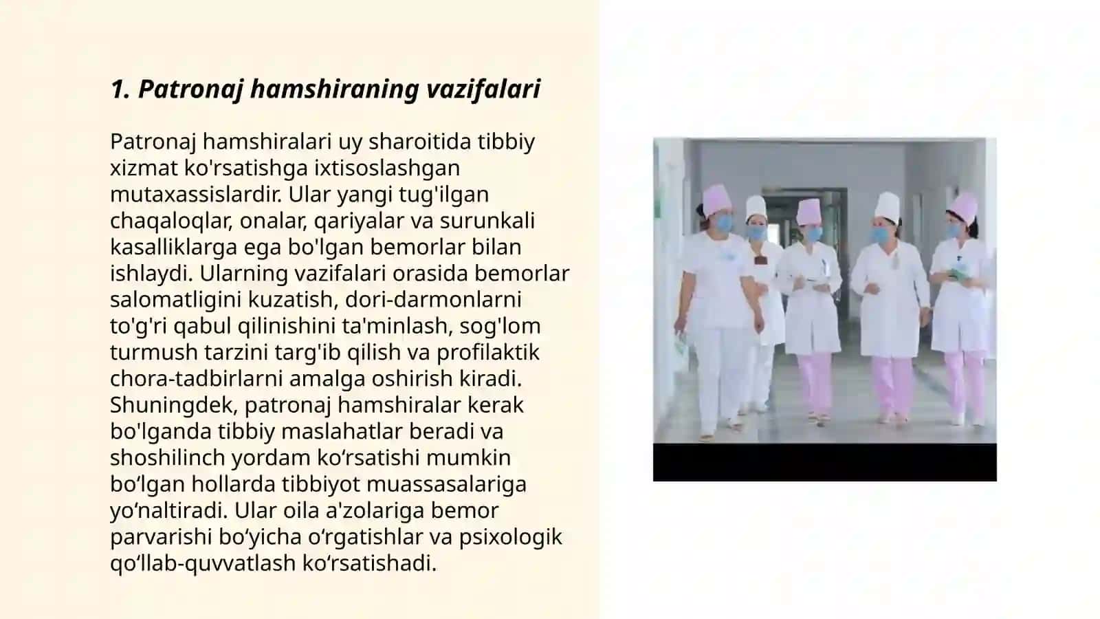 Patronaj hamshira faoliyati 3