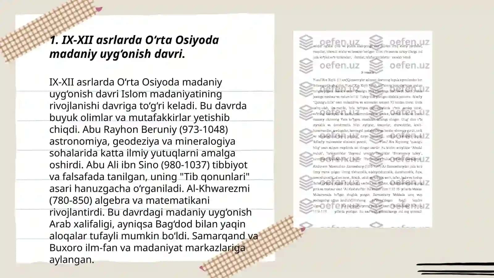 IX-XII asrlarda O‘rta Osiyoda madaniy uyg‘onish davri 3