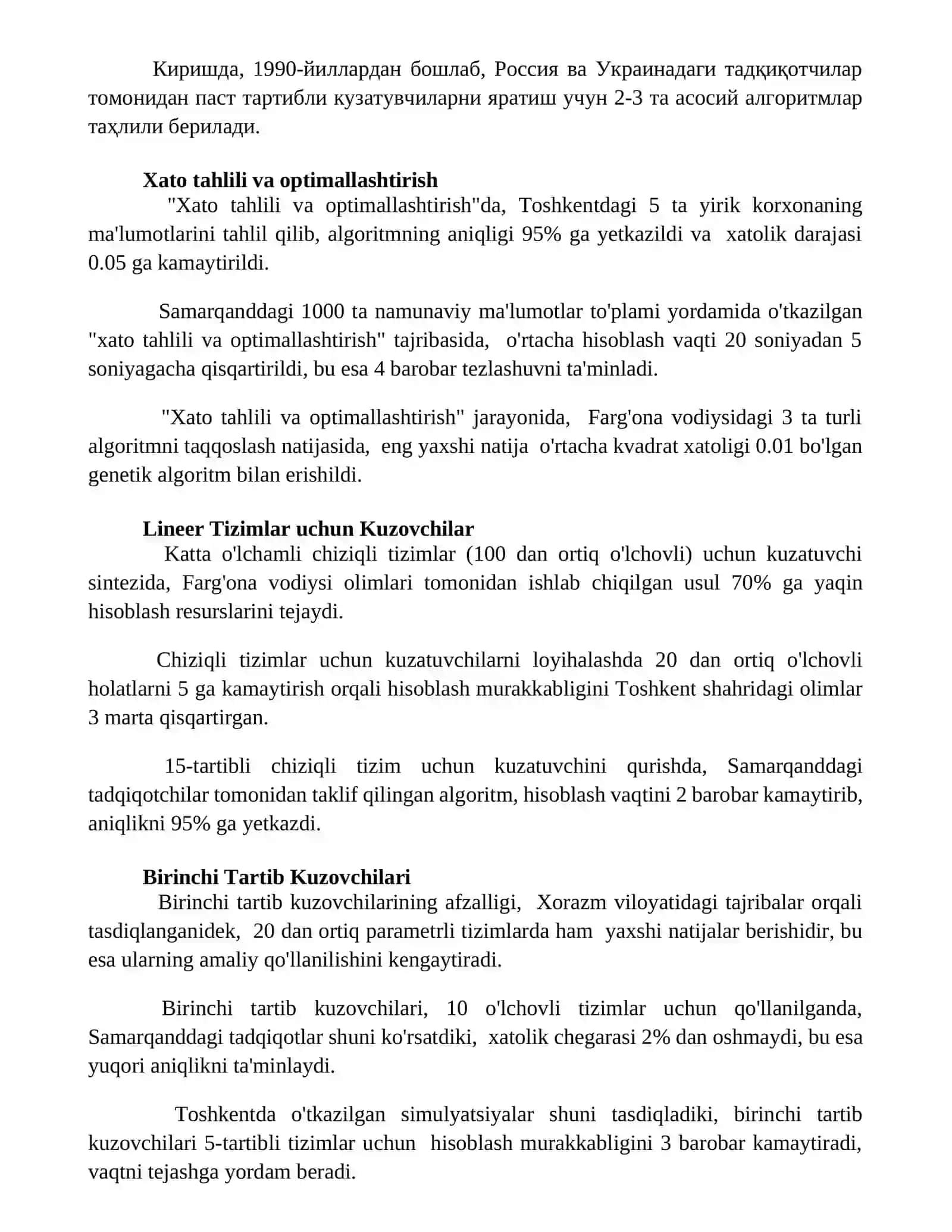 Kamaytirilgan tartibdagi kuzatuvchilarni qurish algoritmlari 3