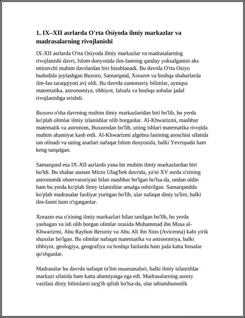 IX-XII ASIRLARDA O'RTA OSIYODA ILIM FAN TARAQQIYOTI. MIRZO ULUG'BEK 3