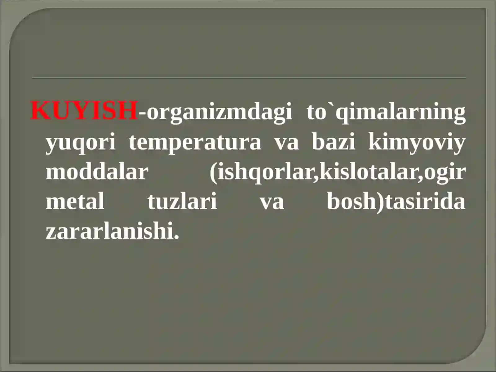 KUYISH, SOVUQ URISHI, ELEKTROTRAVMALAR 3