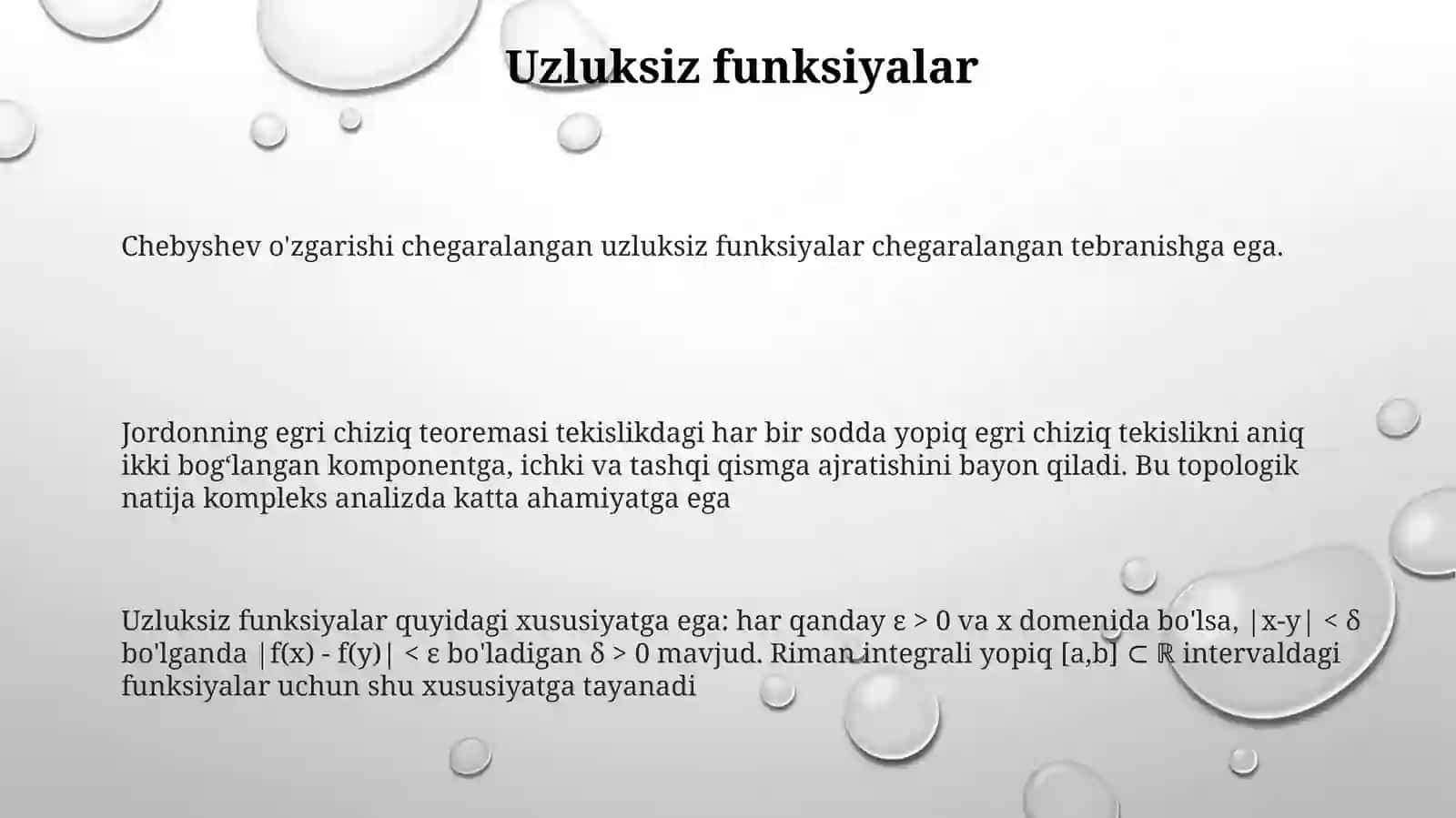 Cheklivariatsiyali uzluksiz funksiyalar. Jordan teoremasi 3