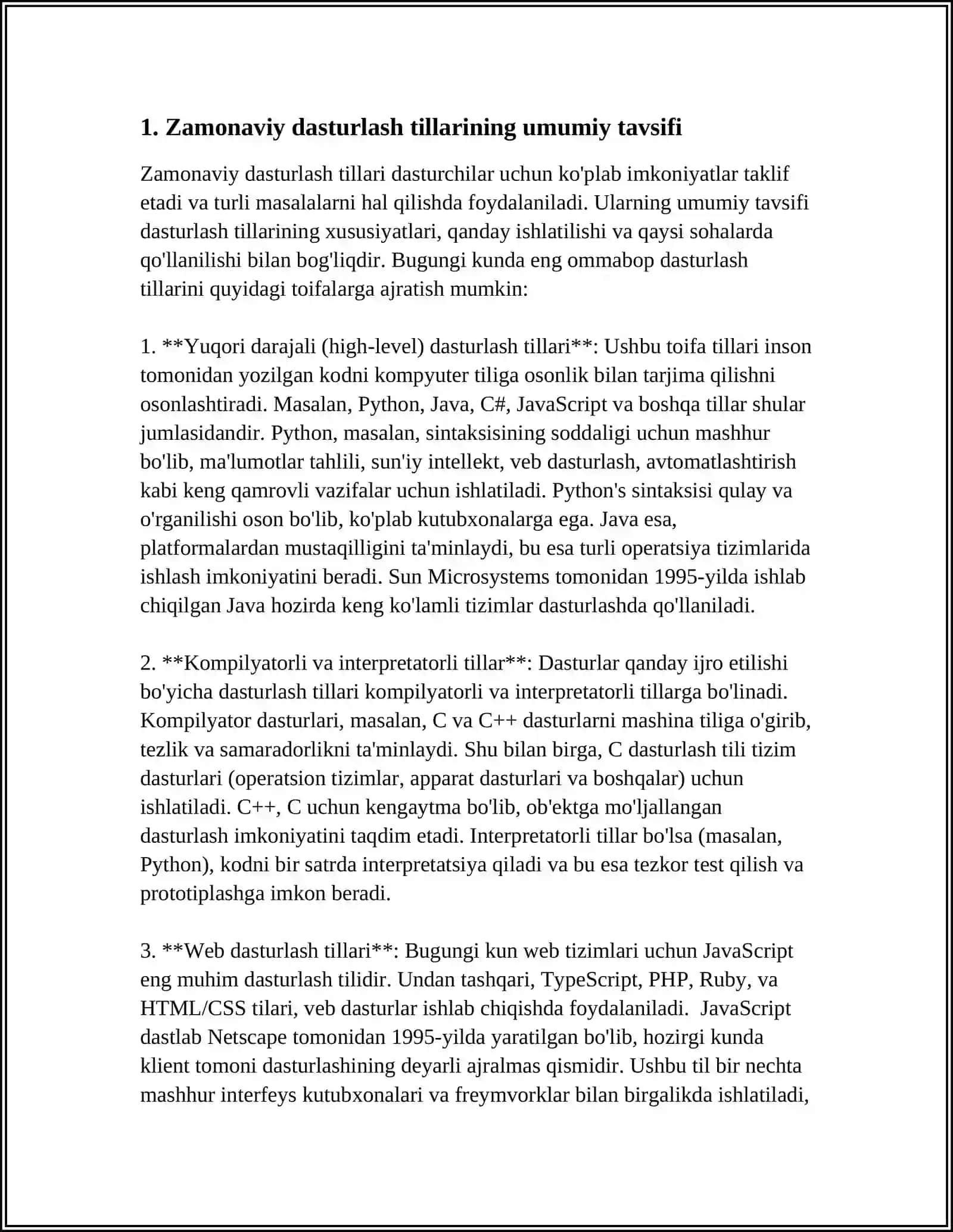 ZAMONAVIY DASTURLASH TILLARI VA DASTURLASH MUHITLARI 3