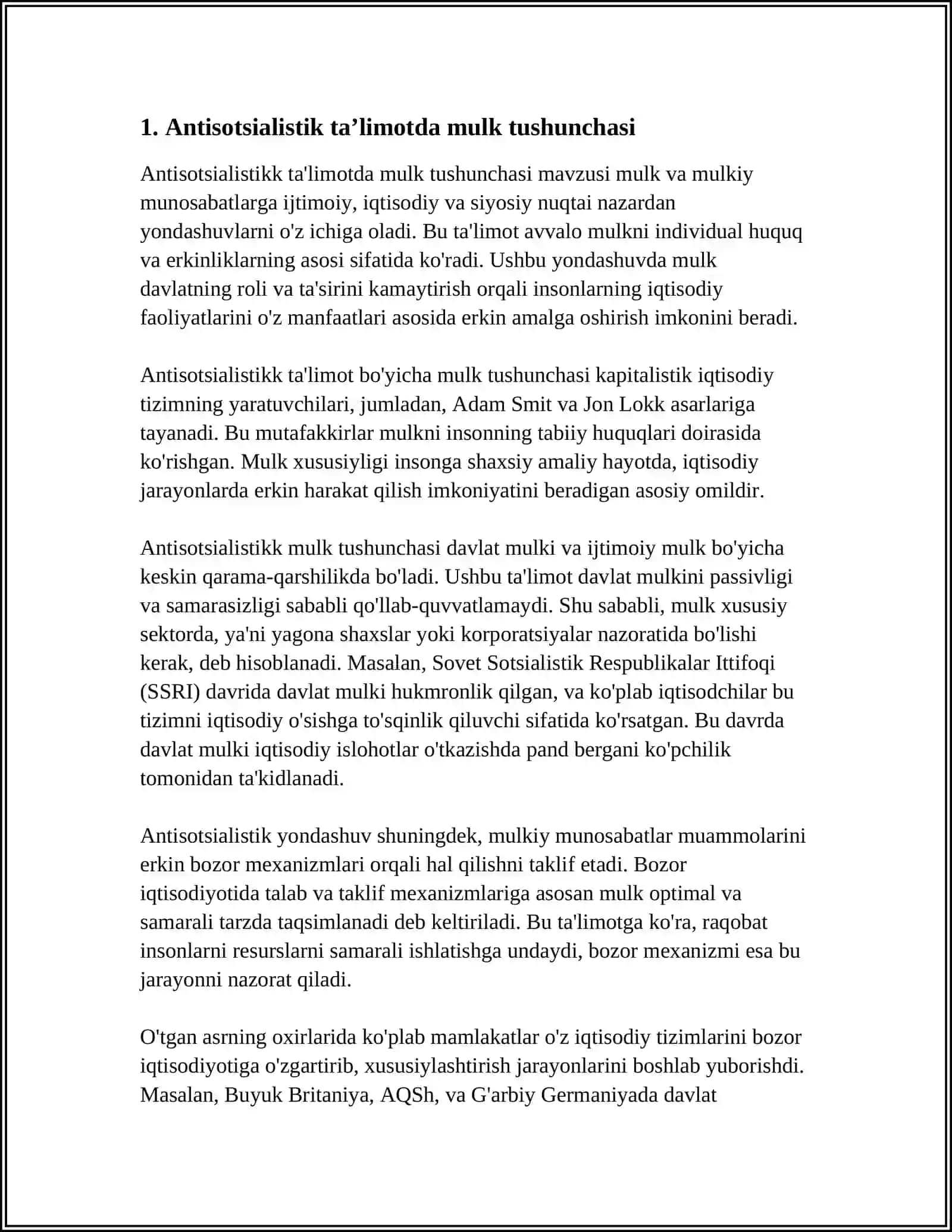 ANTISOTSIALISTIK TAʼLIMOTIDA XUSUSIY MULKNING OʻRNI 3