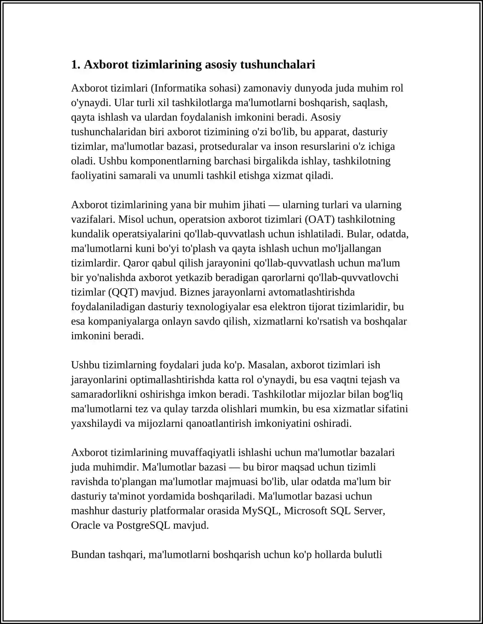 Axborot tizimlari tushunchasi va qo'llanilishi 3