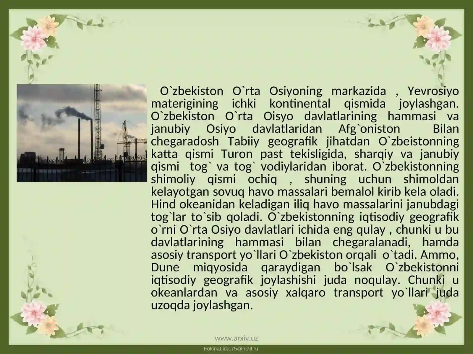 O’zbekistonda ekotizimlar muammolari va ularni bartaraf etish yo’llari 3