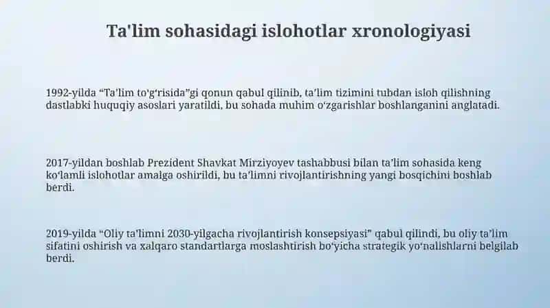 Ta'lim sohasidagi islohotlar 3
