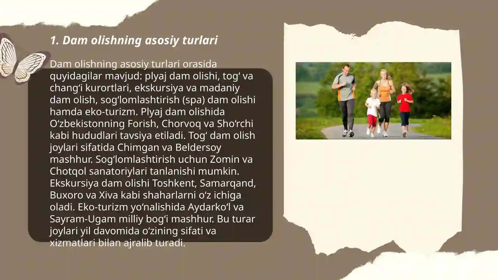 Dam olish faoliyatining turlari,tasir etuvchi omillar 3