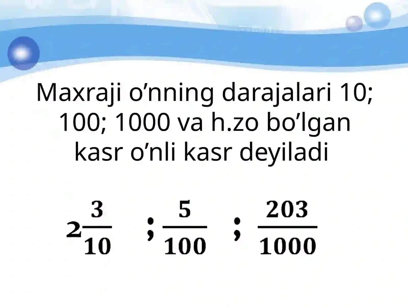 O’nli  kasrlar  ustida  amallar 3