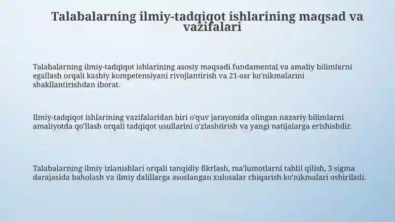 Talabalarning Ilmiy-tadqiqot ishlarini Rasmiylashtirish 3