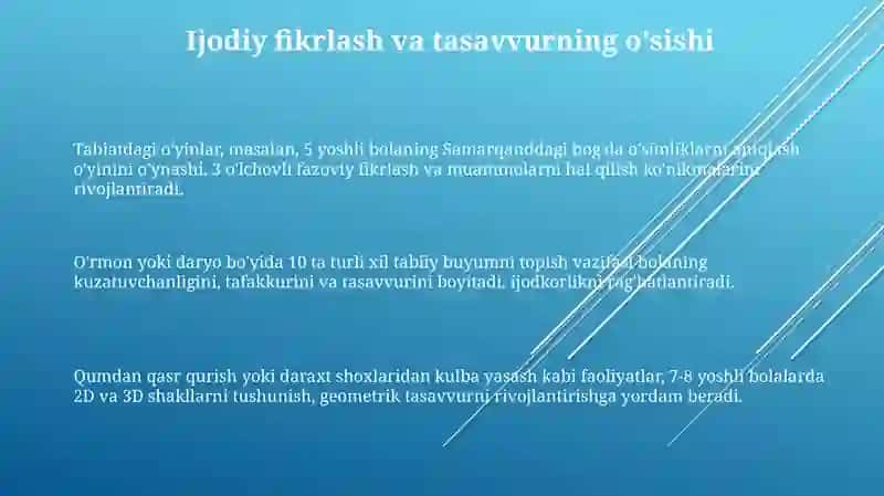Tabiat bilan tanishishning o’yin turlari va ularning bola rivojlanishidagi ro’li 3