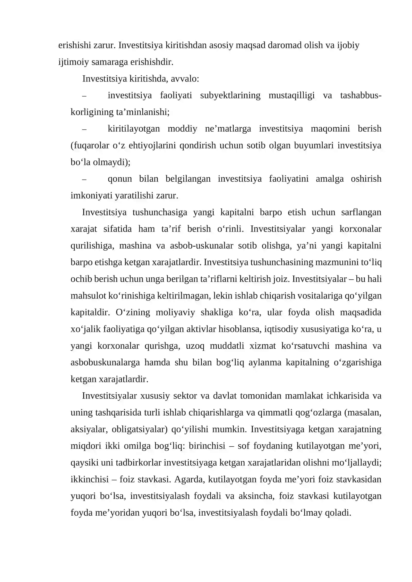 Investitsiya, uning mohiyati, iqtisodiy mazmuni va turlari 3
