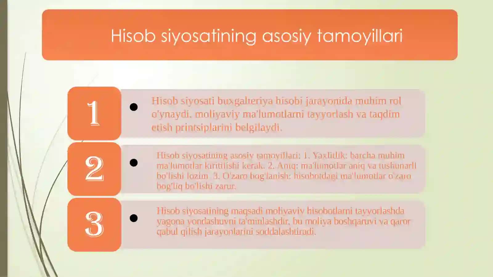 Hisob siyosati va buxgalteriya hisobi tamoyillari 3