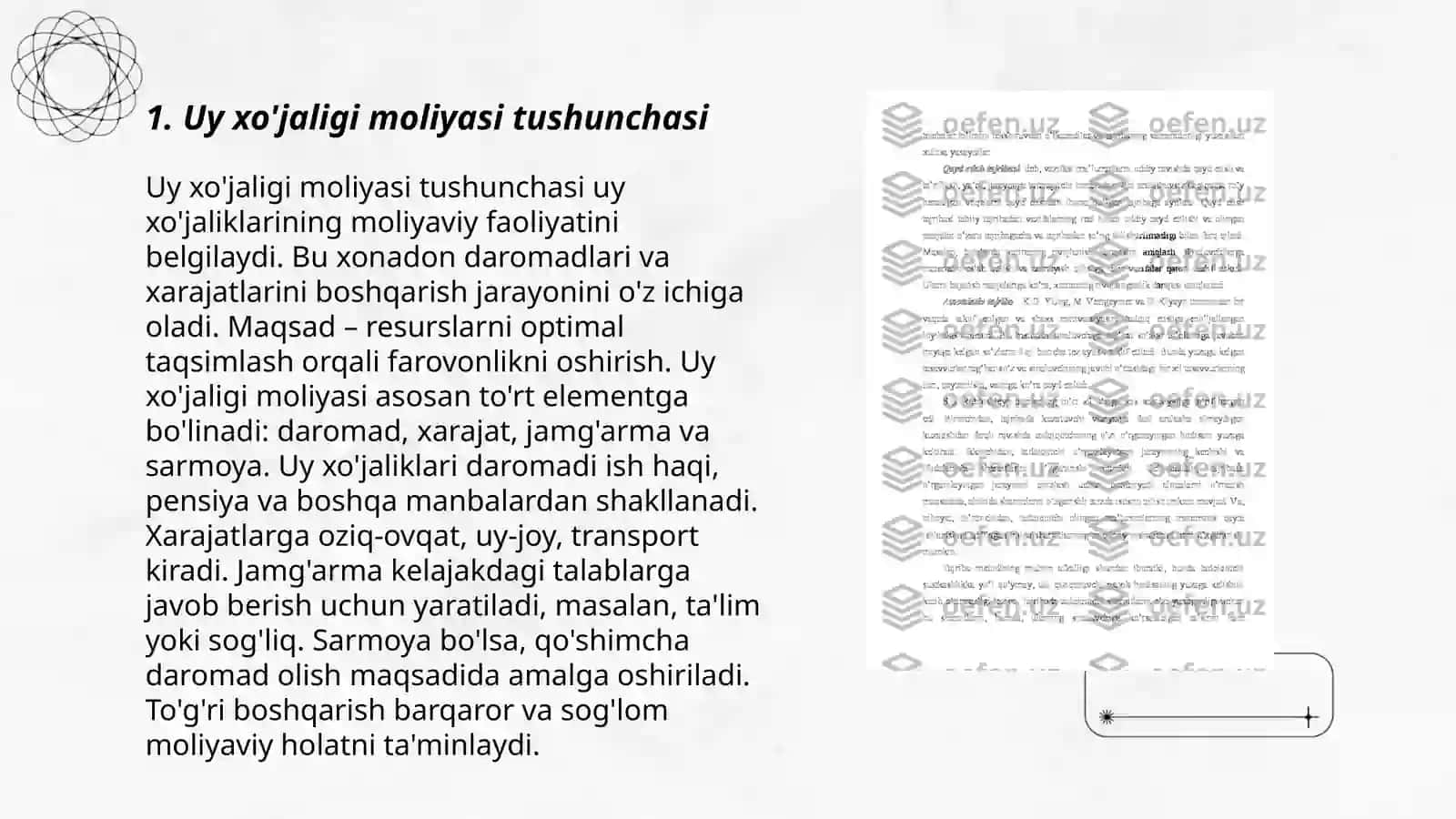 Uy xo’jaligi moliyasini tashкil etish va muvofiqlashtirib borishning ob’екtiv zarurati 3