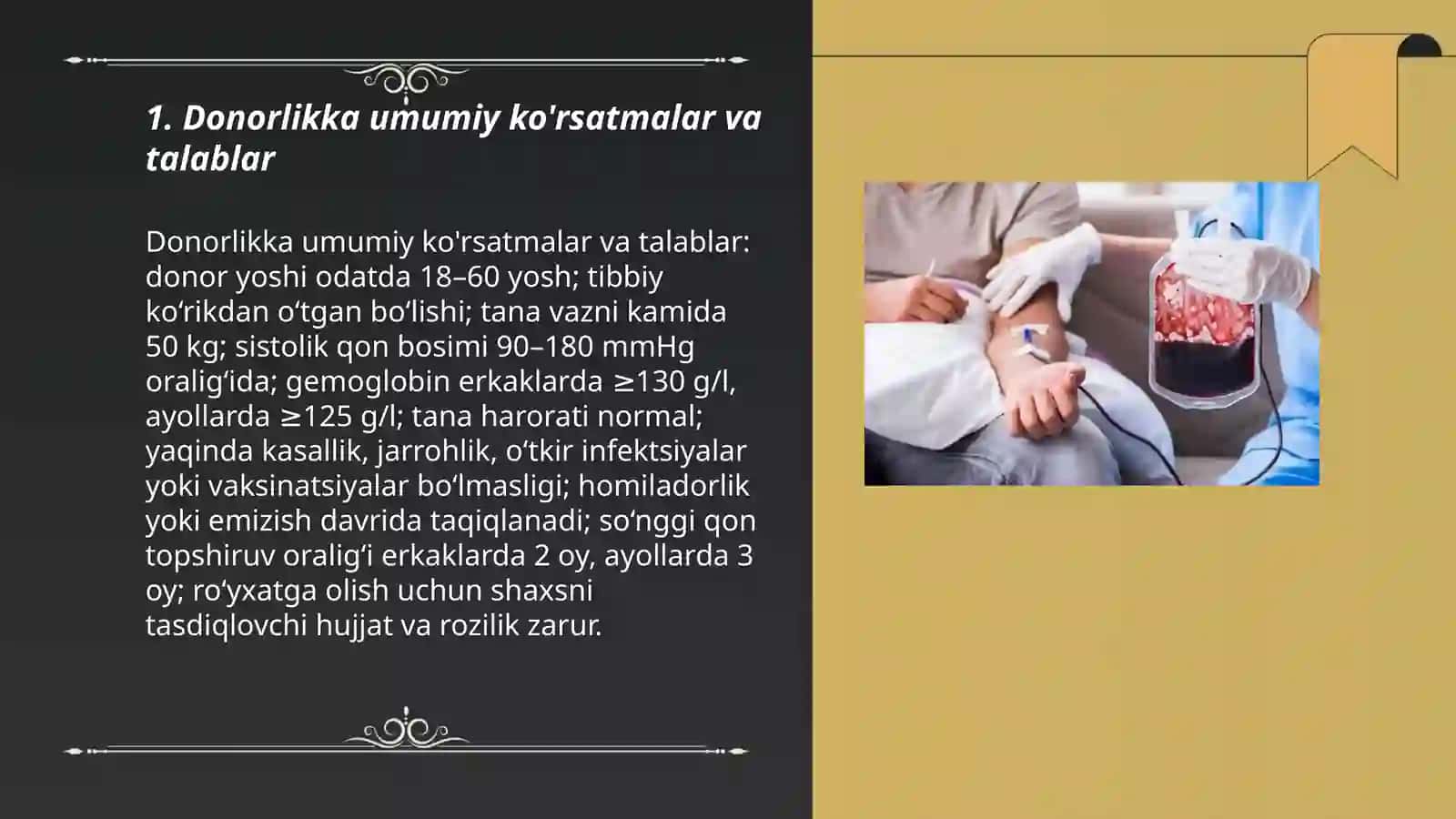 Donorlikka korsatma va qarshi korsatmalar 3