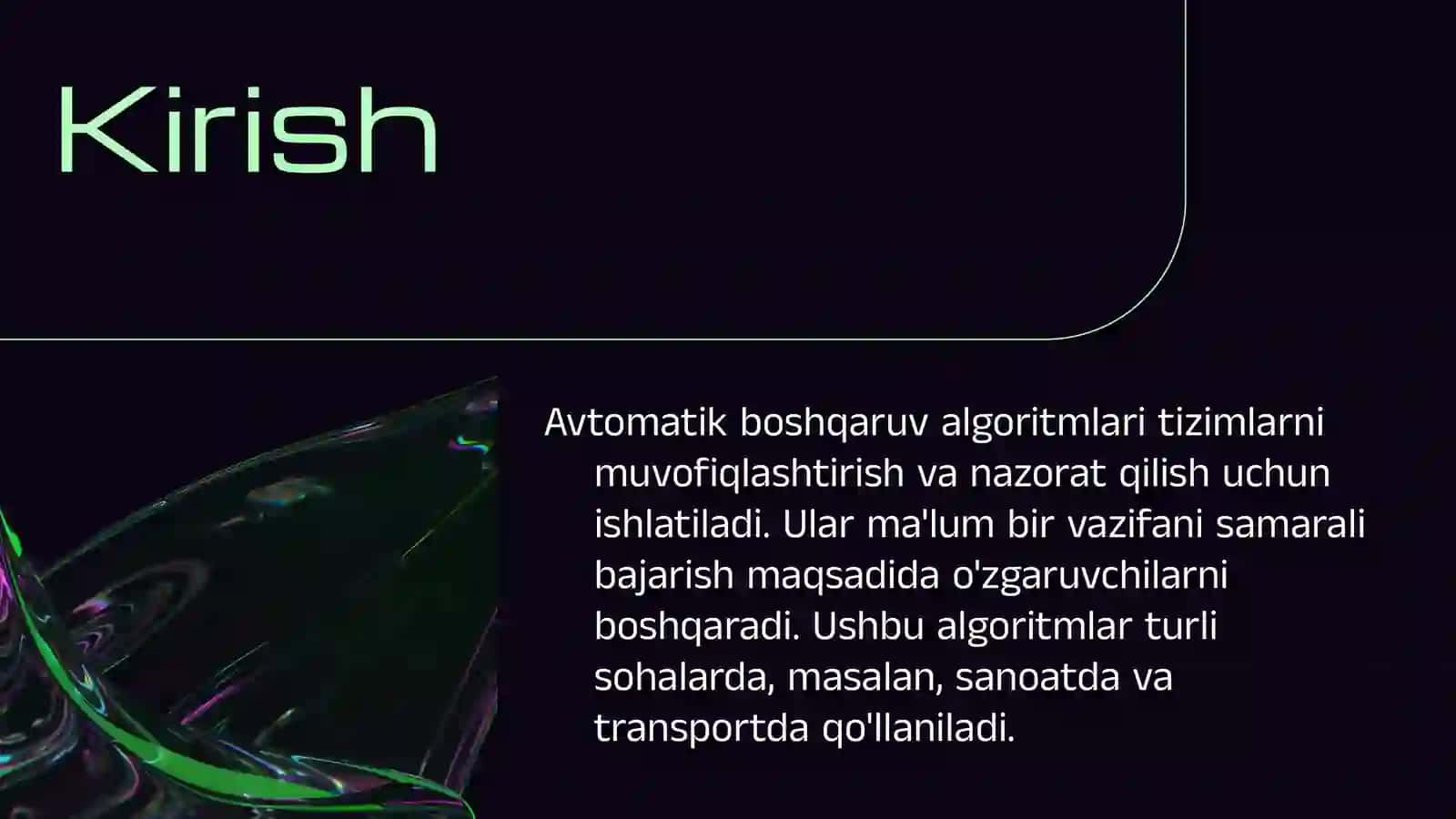 Avtomatik boshqaruv algoritmi 3