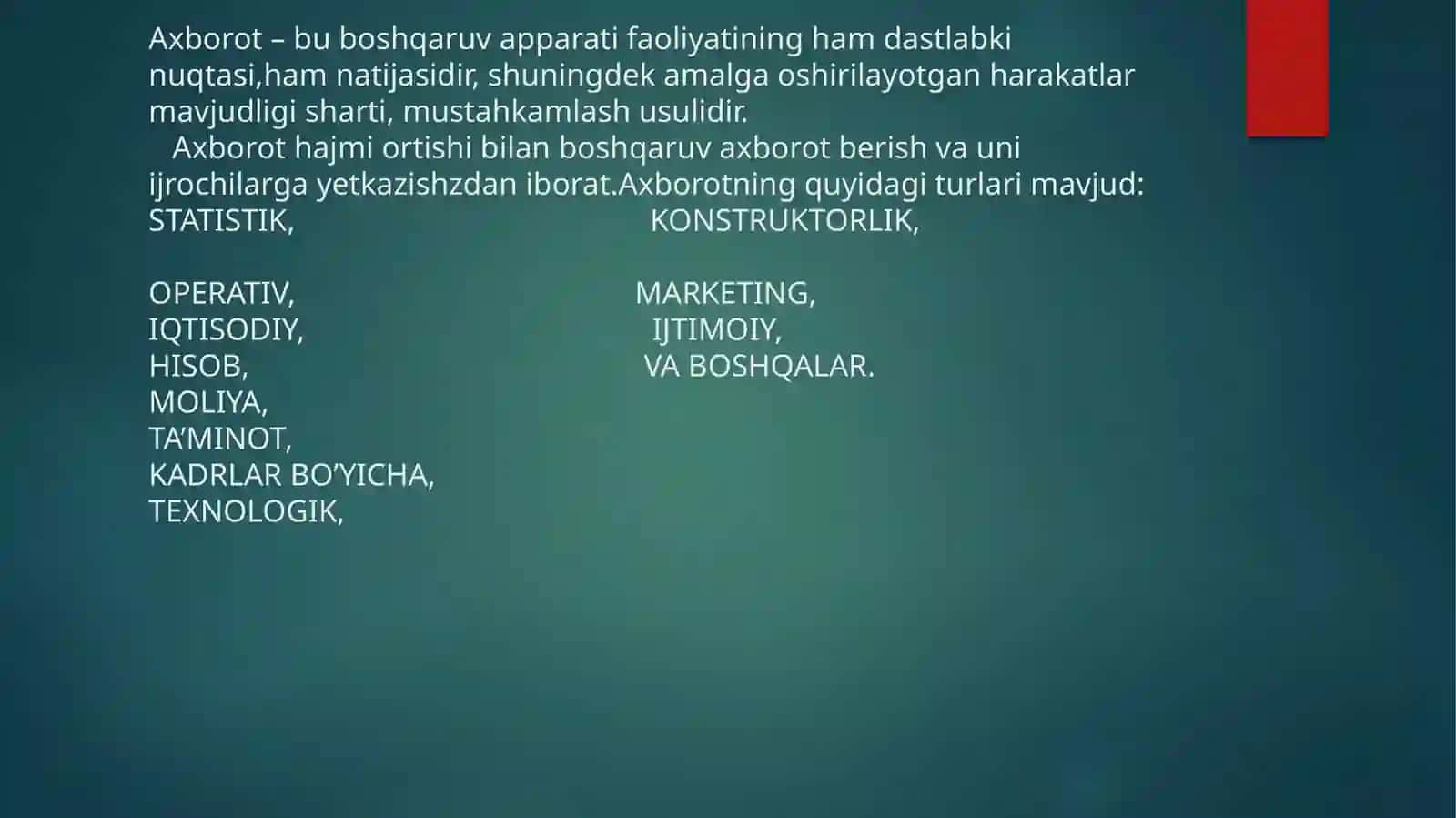 Axborot va kommunikatsiya texnologiyalari boshqarish 3