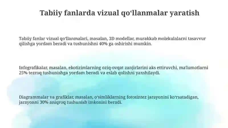 Tabiatshunoslik fanidan mavzular boʻyicha koʻrgazmali qurollar yaratish 3