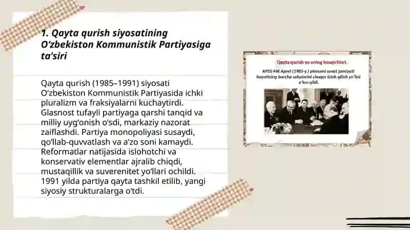 Qayta qurish yillarida oʻzbekistondagi ijtimoiy siyosiy vaziyat 3