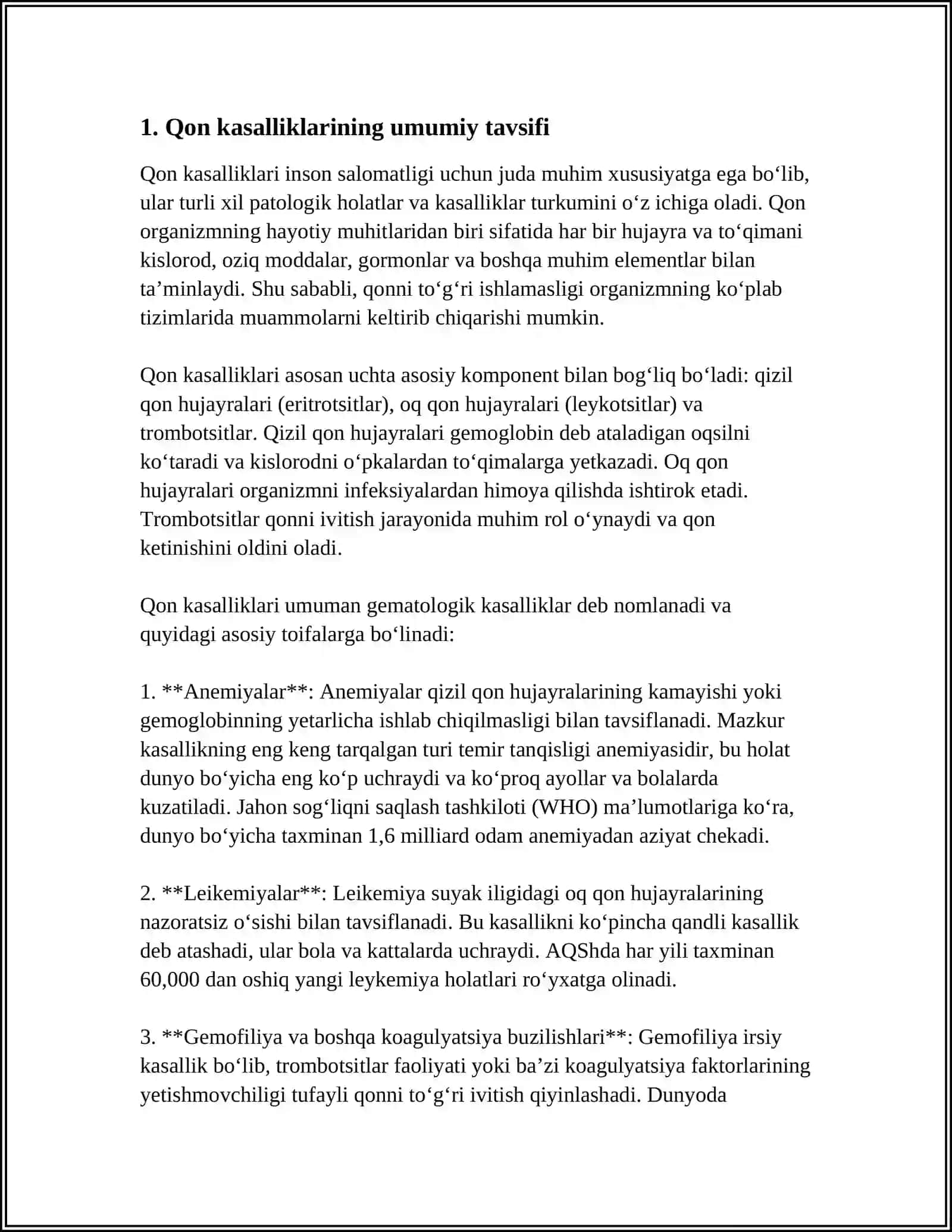 QON KASALLIKLARI. ANEMIYA VA LEYKOZ SIMPTAMOTOLOGIYASI 3